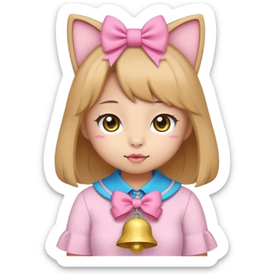 kawaii neko, cute outfit with bell sticker