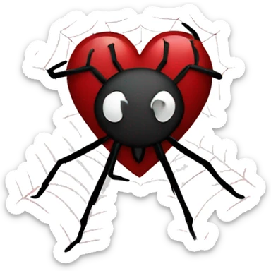 Dark red heart with spider webs around it sticker