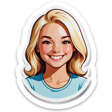 smiling blonde indoors portrait sticker