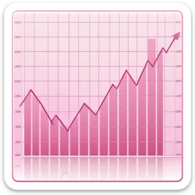 Soft pink forex chart line rising sharply, blurred grid, clean lighting sticker