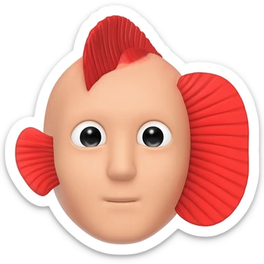 red Fins 3d face postion sticker