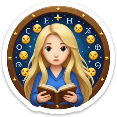 emoji of a girl with long hair reading a horoscope sticker