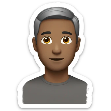 man, short brown straight hair with grey streaks, big nose, hazel eyes sticker