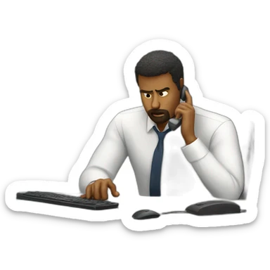 Sad Business analyst making a conf call sticker