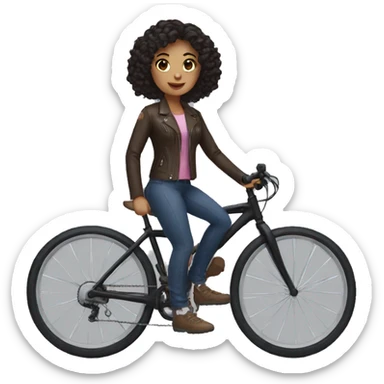 I need to generate a girl with dark hair on a bike sticker