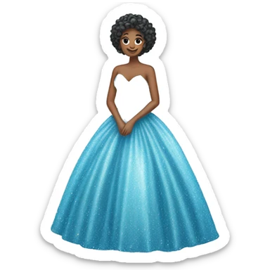 Sparkly light blue ballgown covered in glitter  sticker