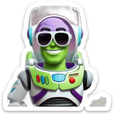 Buzz lightyear with sunglasses eat icecream sticker