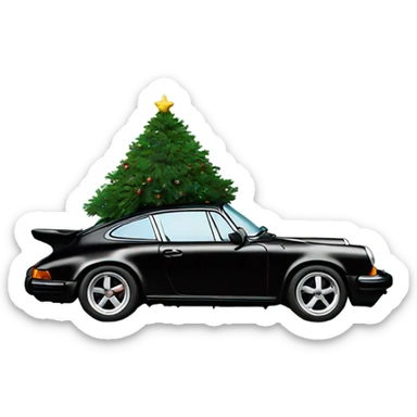 Porsche 911 in black with xmas tree on roof sticker