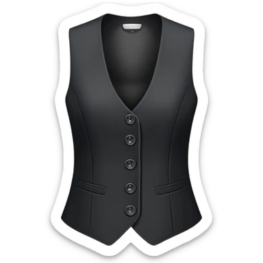 just a black women's vest garment with 3 buttons, no background, no model, only the clothing item sticker