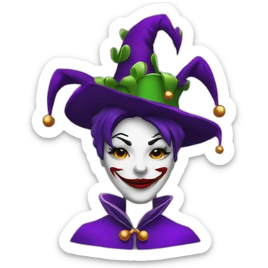 women evil jester with hat sticker