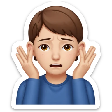 person covering ears, wincing in pain sticker