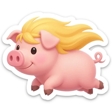Flying pig looking like with blonde hair sticker