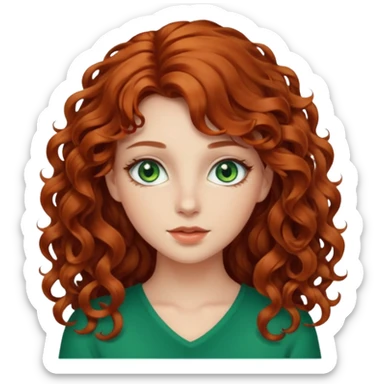  chica bonita de cabello largo rizado medio rojo sticker