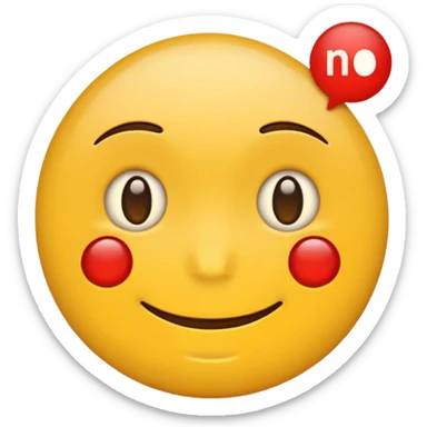iPhone emoji with text message saying no not smiling and no red dots in dace but a text message sticker