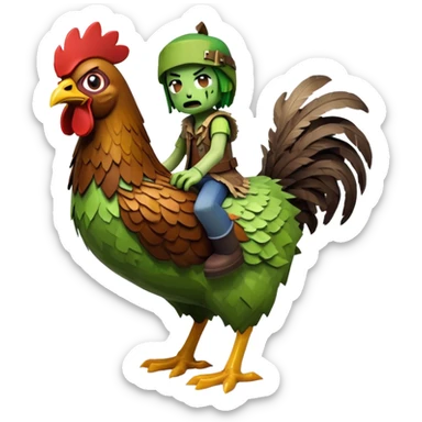 Minecraft zombie riding a chicken sticker