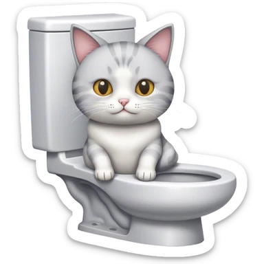 Cat sitting on toilet  sticker