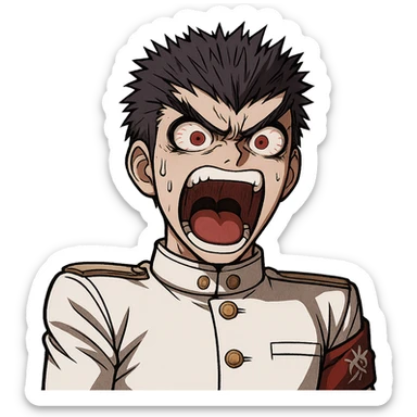 Danganronpa style emoji of Kiyotaka Ishimaru who screams loudly sticker