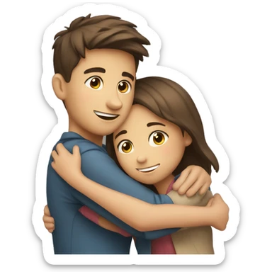 Boy and girl best friends hugging from long distance  sticker
