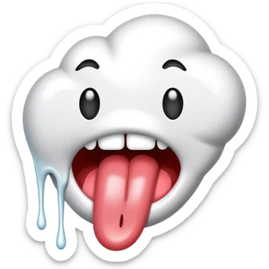 Tongue with white paint sticker