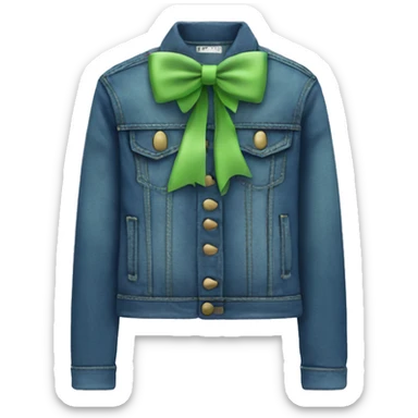 Denim jacket with soft green bow sticker