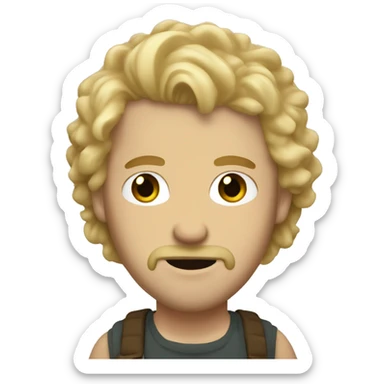 white guy with shaggy blonde hair and septum sticker