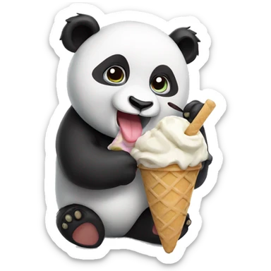 Panda eating ice cream sticker