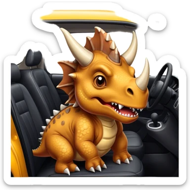 angry office triceratops in the back seat of the taxi sticker