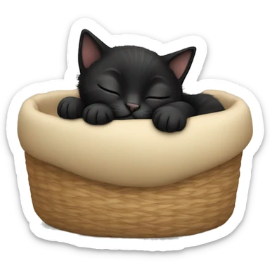 Black kitten sleeping  sticker