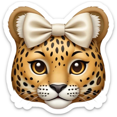 Small leopard head with white bow sticker