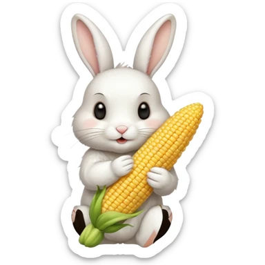 rabbit eating corn sticker