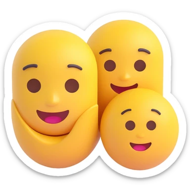 two 3D emojis talking to each other, clear facial expressions, speech bubbles sticker