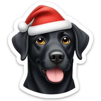 Black labrador with chrismas hat sticker