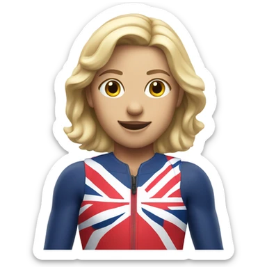 A blonde girl with wide shoulders wearing a Great Britain rowing swimming suit sticker