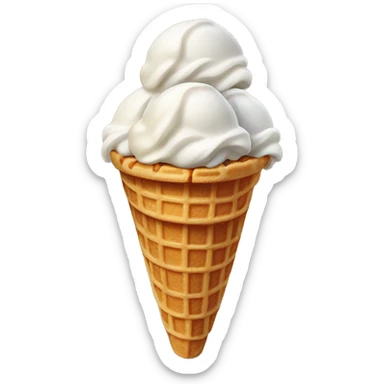 Ice cream on waffle cone with four scoops sticker