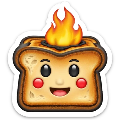 flaming burnt toast sticker