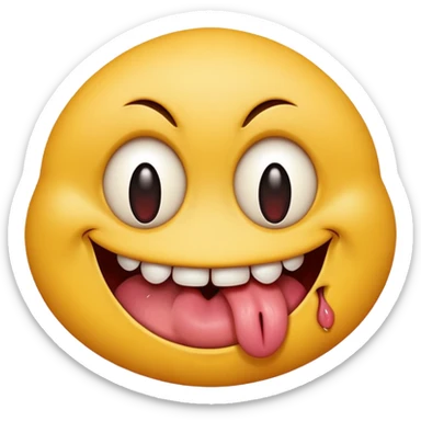 Insane smiley face who’s greedy and has beady tired eyes evil with tongue out  sticker