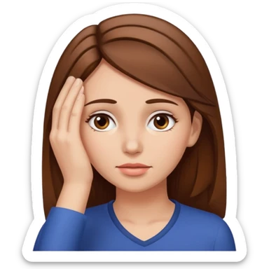 woman with brown hair with her hand on her forehead  sticker