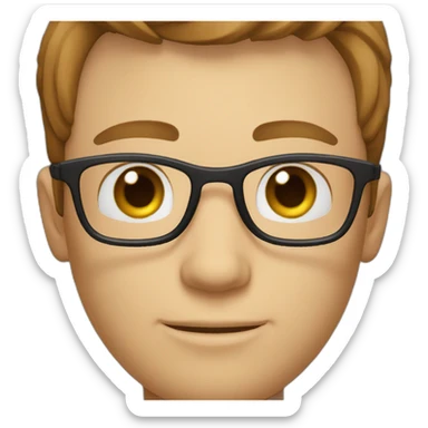 man with glasses and blue eyes and brown hair sticker