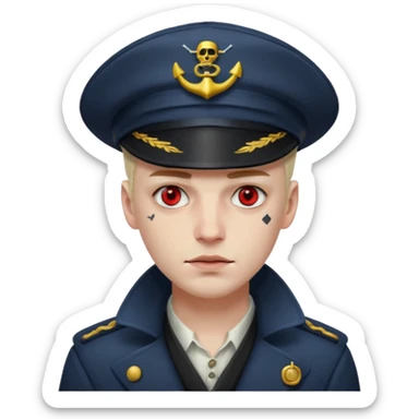 Cyberpunk sea captain with hat man, young, drunk expression sticker