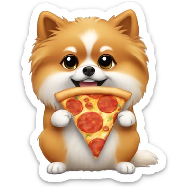 Pomeranian eating pizza sticker