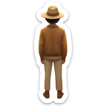 A long, empty road stretches into a golden sunset. A person stands with their back to us, outside a parked car on the roadside, facing the glowing horizon. The landscape is open and peaceful, filled with light and possibility. sticker