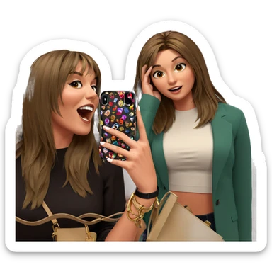 girls with bags and phones sticker