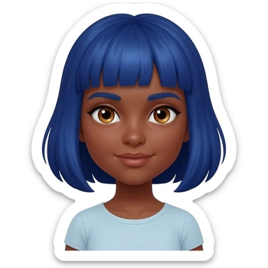 Brown skin hazel eyes blue bob sticker