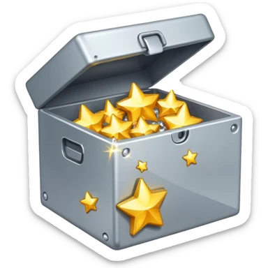 emoji of open box with sparkles inside sticker