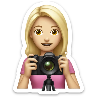 Blonde girl with camera sticker