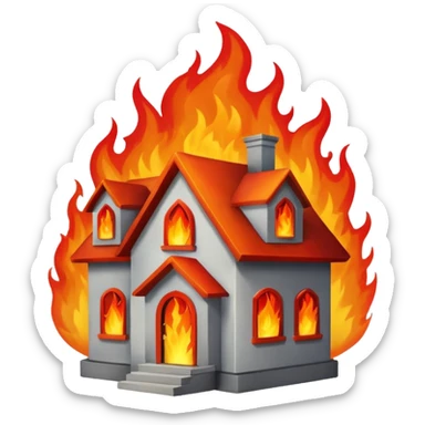una casa quemandose sticker
