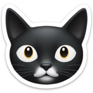 black cat's face with an inverted white heart shape on her face  sticker
