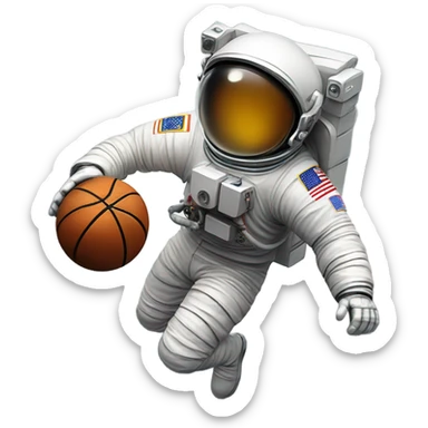 Astronaut playing basketball on the moon sticker