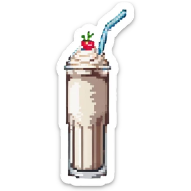 milkshake in a tall glass with a straw sticker