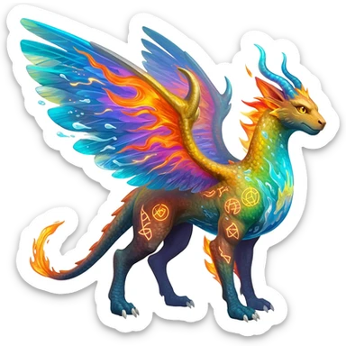Elemental magical colorful exotic animesque Pokémon-Fakémon-animal-creature sticker